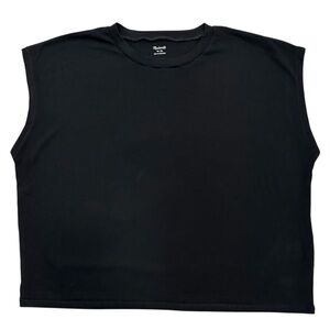 Madewell Women's Black Crew Neck Boxy Sleeveless 100% Cotton T-Shirt X-Large